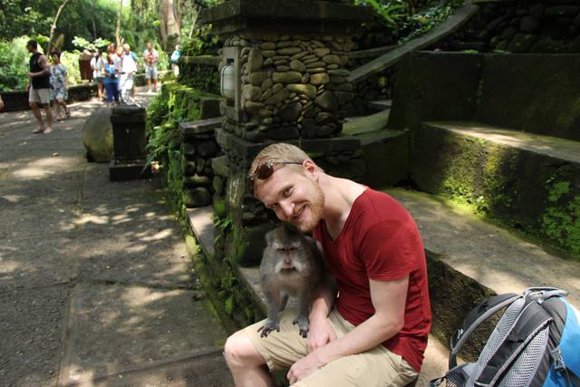 Met a new friend at Monkey Forest, Ubud, Indonesia (2017)